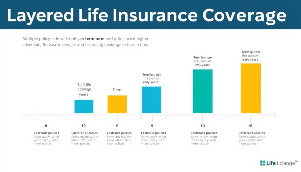 Diagram showing layered life insurance coverage strategy Diagram showing layered life insurance coverage strategy