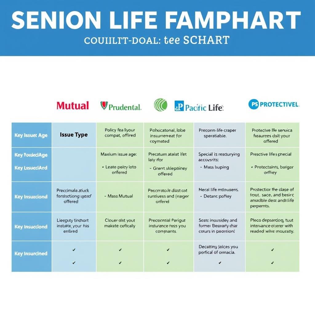 Insurance company comparison chart for life insurance for seniors 70-79