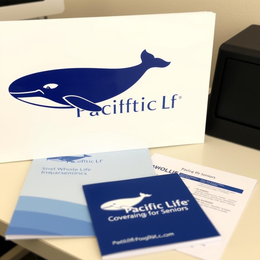 Pacific Life logo and senior whole life insurance policy for ages 70-79