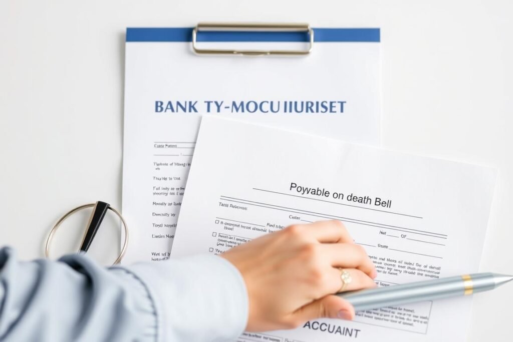 Payable-on-death bank account documents for seniors as alternative to life insurance