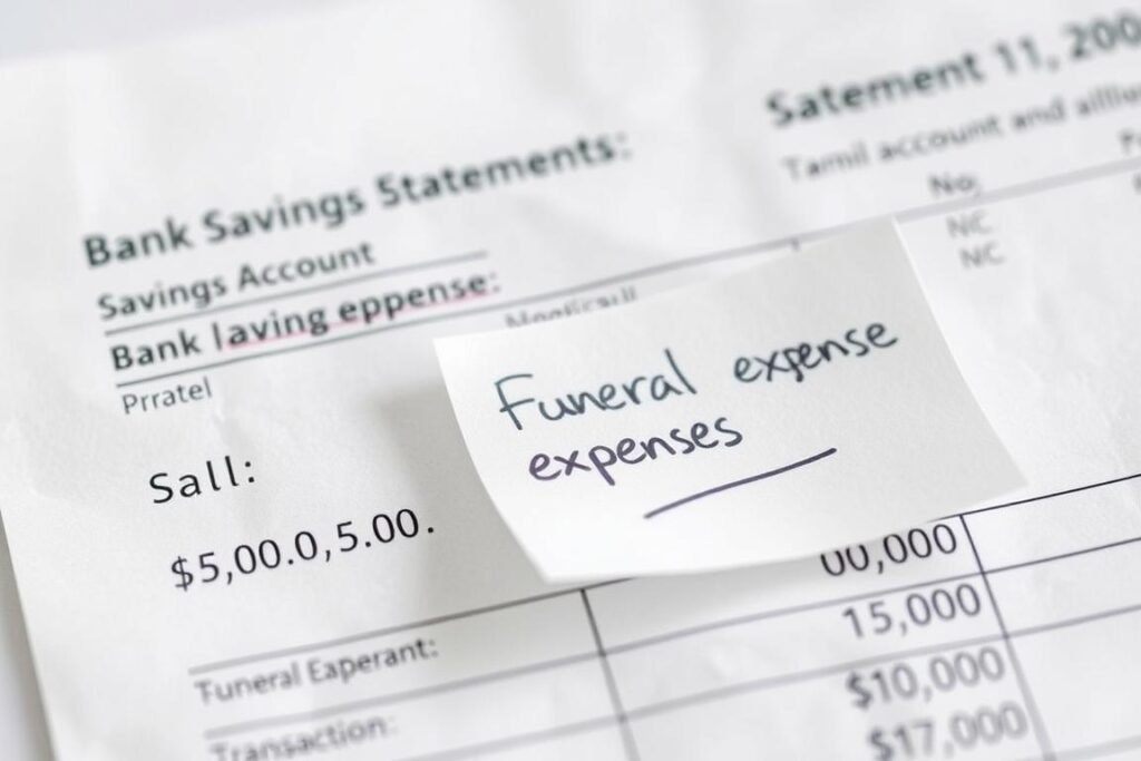 Savings account statement earmarked for final expenses Savings account statement earmarked for final expenses