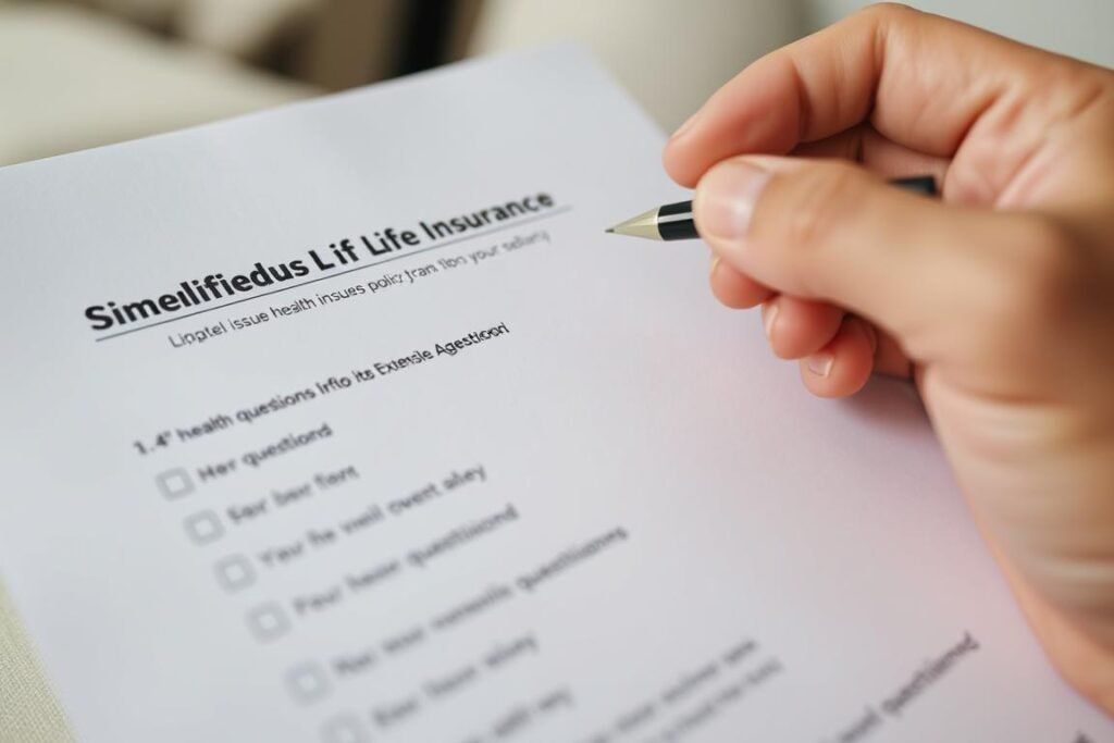 Simplified issue life insurance application with limited health questions for seniors 70-79