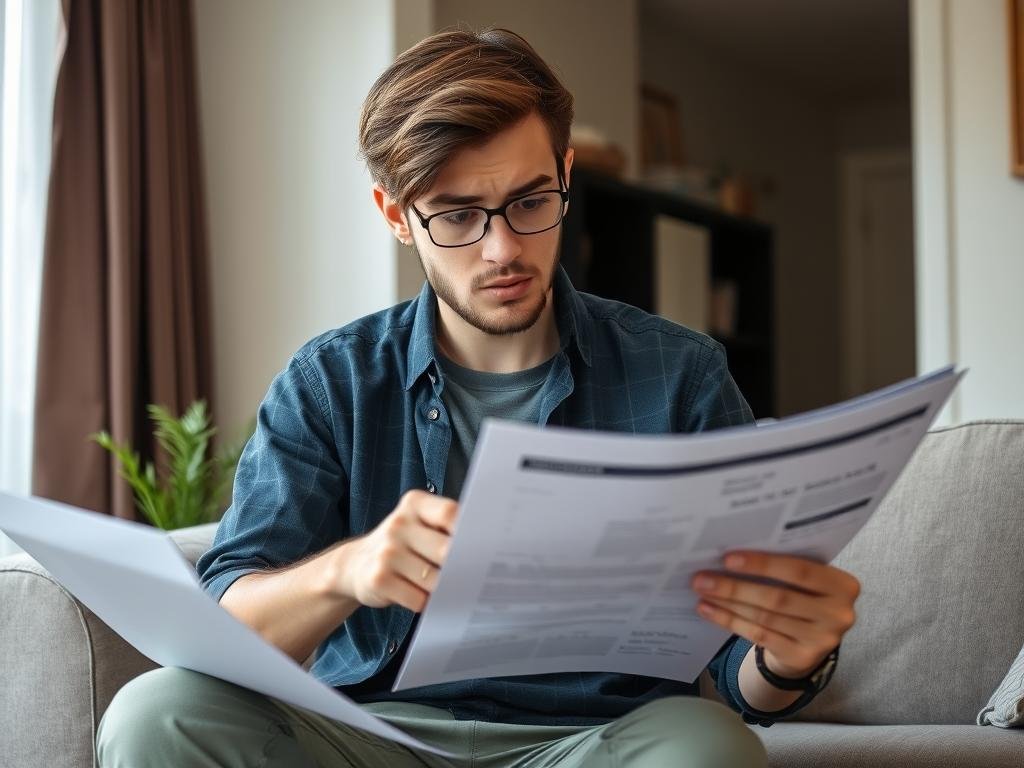 Young graduate with student loan documents Young graduate with student loan documents
